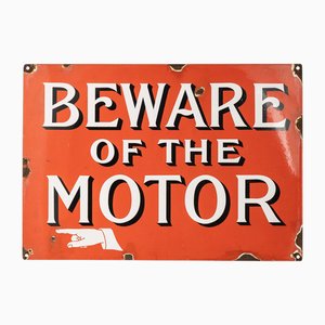 20th Century Beware of the Motor Enamel Sign, 1905
