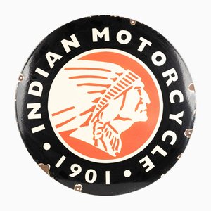20th Century Indian Motorcycles Circular Enamel Sign, 1950s