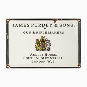 Emailliertes 20. Jh. Schild von James Purdey & Sons LTD., 1940er