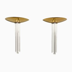 Hollywood Regency Style Brass and Acrylic Glass Wall Lamps, Italy, 1980s, Set of 2