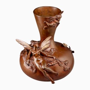 Vase Art Nouveau en Bronze par Louis-Ernest Barrias & Barbedienne, 1800s