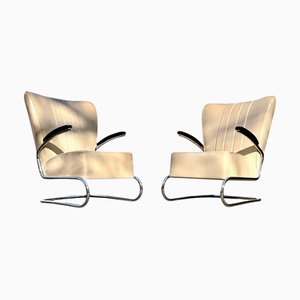 Fauteuils Club en Acier Tubulaire Cantilever Lounge Chairs par Mauser Werke, Mod. CS22H, Allemagne, Club Möbel, 1958, Set de 2