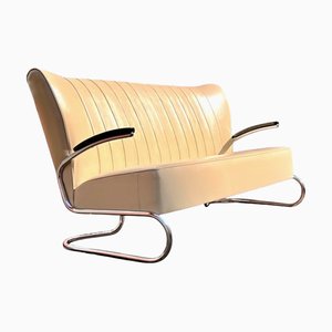 Canapé Club Bauhaus Moderne en Acier Tubulaire de la Série CS par Mauser Werke, Mod. CS224H, Allemagne, Club Möbel, 1958