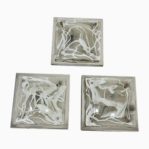 Lámparas de pared de cristal de Murano al estilo de Toni Zuccheri para Mazzega, años 60. Juego de 3