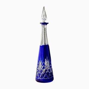 Blaue Französische Kristallkaraffe von Saint Louis Massenet, 1970er