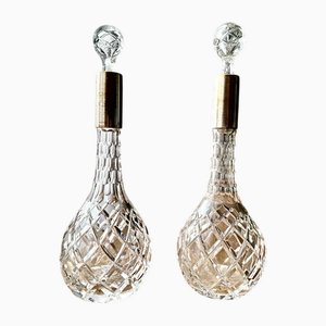 Victorian Cut Crystal Decanters with Brass Collars, 1930s, Set of 2