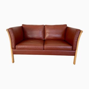 Canapé 2 Places Stouby Mid-Century en Cuir Cognac Foncé, Danemark, 1970s