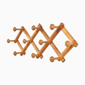 Vintage Harmonica Wall Coat Rack in Beech, 1960s