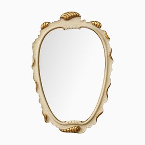 Large Mirror in Lacquered and Gilded Wood with Scrolls and Floral Motifs by Paolo Buffa, 1940s