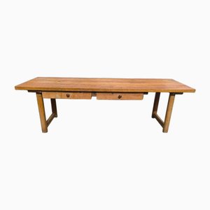 Large Vintage Beech Farm Table, 1940s