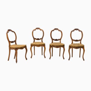 Vintage Walnut Side Chairs, 1880, Set of 4