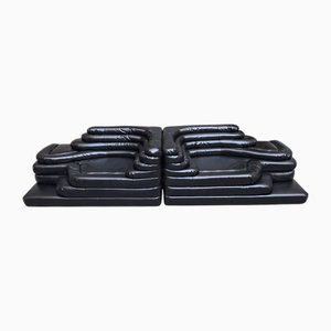 Modulares DS 1025 Sofa aus schwarzem Leder von Ubald Klug, 2000er, 2er Set