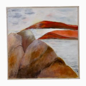 Kerstin Svensk, Rusty Mountains, 1950s, Oil on Canvas, Framed
