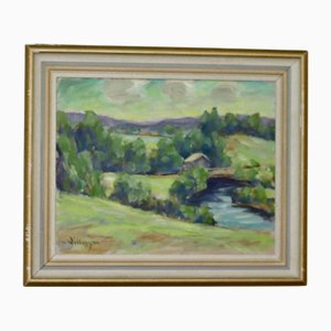 Karl Arne Willmyr, paisaje, años 50, óleo sobre tabla, enmarcado