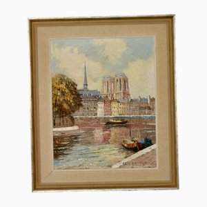 Olle Sander, Notre Dame, 1950s, Oil on Canvas, Framed