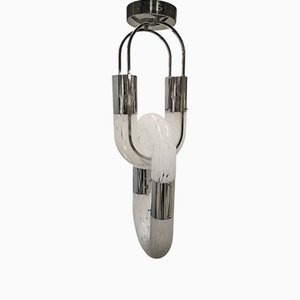 Murano Glas & Metall Hängelampe von Aldo Nason für Mazzega, 1970er
