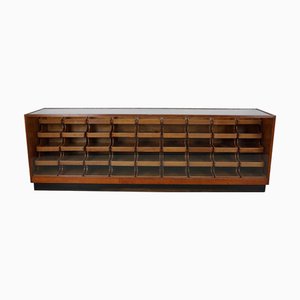 Vintage Large Dutch Oak & Glass Shop Counter Cabinet