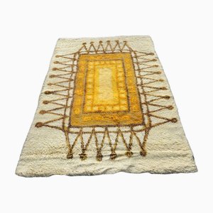 Tappeto a pelo lungo arancione, giallo e marrone attribuito a Ege Axminster, Danimarca, anni '70