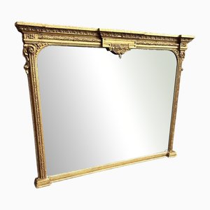 Large Antique English Gilt Overmantle Mirror