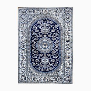 Alfombra Nain Kashmiri de Oriente Medio tejida a mano con medallón Lachak-Toranj de seda