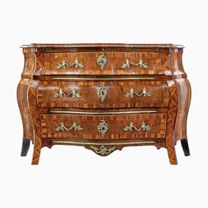 Early 19th Century Inlaid Walnut Rococo Bombe Chest of Drawers