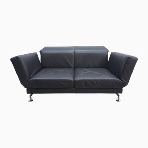 Moule Sofa in Black Leather Sofa from Brühl