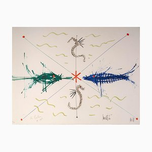 Jean Cocteau, Fish Face to Face, 1960-1970, Lithograph