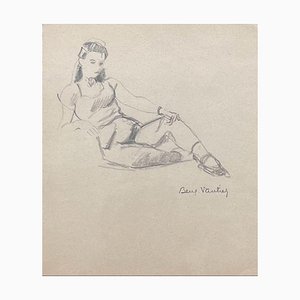 Benjamin II Vautier, Posing Lady, Graphite on Paper