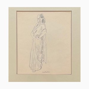 Benjamin II Vautier, Lady in Tunic, Graphite on Paper