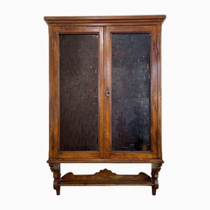 Mobiletto antico in vetro e quercia