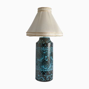 Lampe de Bureau en Céramique Noire et Turquoise par Avino Bagni, Italie, 1960s