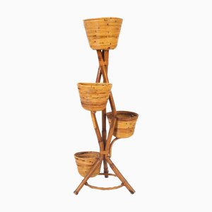 Support pour Plante à 4 Niveaux Vintage en Rotin, 1960s-70s