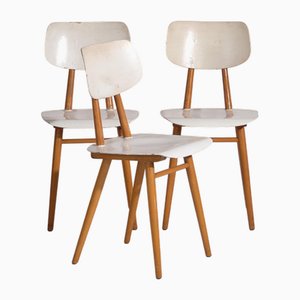 Weiße Vintage Stühle, 1960er, 3er Set