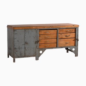 Table de Travail Industrielle en Chêne, 1950s