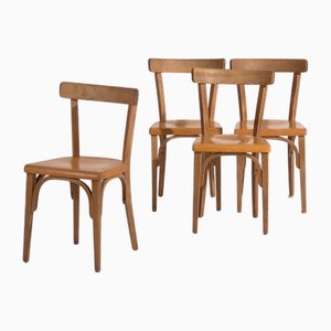 Sillas vintage de madera curvada, años 40. Juego de 4
