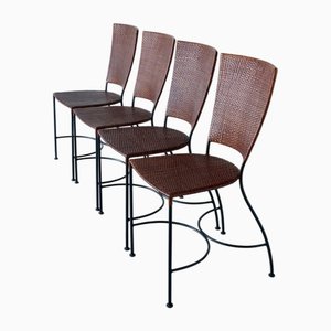 Stühle aus Schmiedeeisen & gewebtem Korbgeflecht, Belgien, 1980er, 4er Set