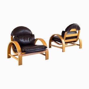 Set of Sculptural Lounge Chairs attributed to Adalberto Dal Lago, Italy, 1974