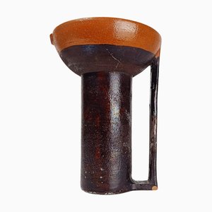 Italian Enamelled Earthenware Carafe Vase in Primitive Style, 1960s
