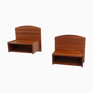Mesitas de noche danesas de pared de teca atribuidas a Trip Trap, años 80. Juego de 2