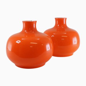 Mid-Century Space Age Orange Pendant Lamps, Sweden, 1960s, Set of 2