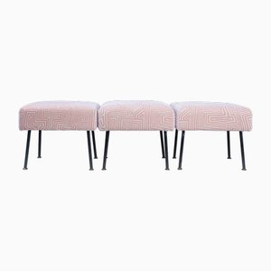 Ottoman in Pink Dedar Upholstery, 1950s, Set of 3