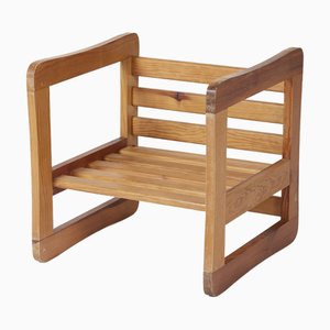 Vintage Oak Stool attributed to Marcel Gascoin