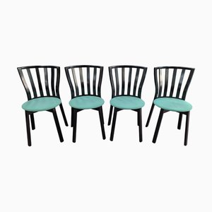 Sedie da pranzo con tessuto verde acqua, set di 4