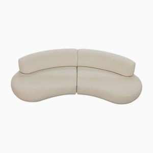 Weißes modulares Bouclette Sofa, 2er Set