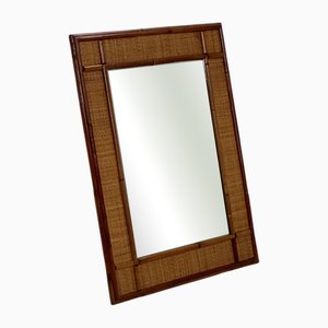 Rectangular Rattan Mirror, 1970s