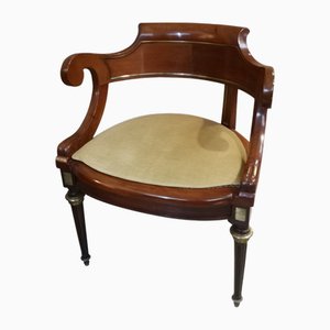 Butaca de escritorio estilo Imperio francés de caña y madera