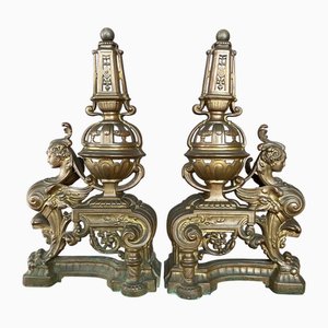 Antique French Andirons, 1860, Set of 2