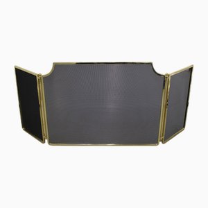 Bronze and Brass Trifold Fireplace Screen
