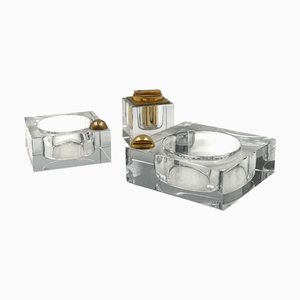 Hollywood Regency Glas Raucher Set, 1970er, 3 . Set