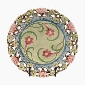 Assiette Art Nouveau Antique en Majolique de RDZ Rudolf Ditmar Znaim, 1890s